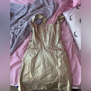 gold corset dress